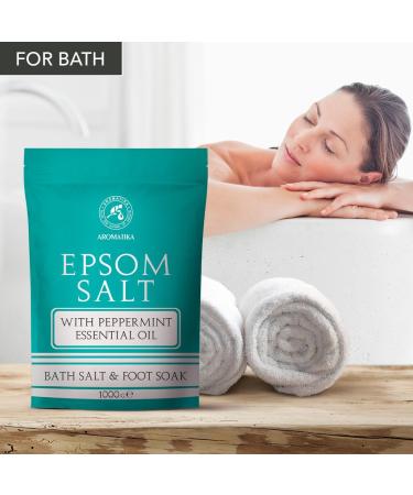 Epsom Bath Salt 35 Oz with Peppermint Essential Oil | 100% Pure Magnesium Sulphate Crystals for Skin Care & Relaxation - International Shipping - Buy Online on SooperMarket.com