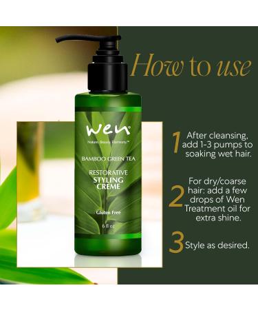 WEN by Chaz Dean Bamboo Green Tea Restorative Styling Cream - Anti-Frizz Hair Cream for Men & Women | Frizz Control & Finishing Cream - 6 Fl Oz - Buy Online on SooperMarket.com