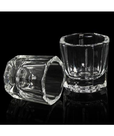 AORAEM 2 Pack Nail Dappen Dish,Octagon Shape Acrylic Powder Holder Glass Crystal Bowl for Acrylic Nail Liquid Powder Nail DIY (BB-Octagonal Shape)