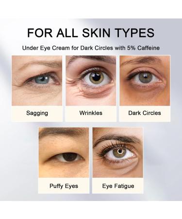 5% Caffeine Eye Cream for Dark Circles & Puffiness | Anti-Aging Hydrating Eye Cream for Men & Women - Reduce Wrinkles Fine Lines & Eye Bags - Buy Online on SooperMarket.com