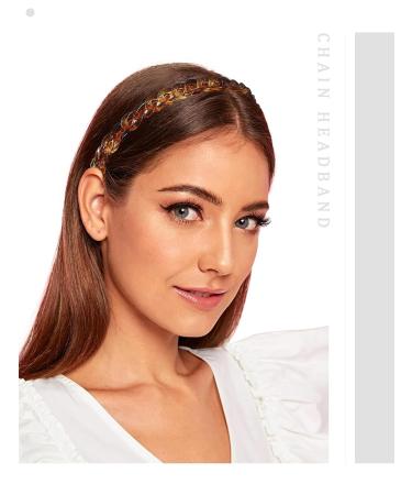 AWAYTR Chain Hairband for Women - Set of 3 Chained Reactions Headbands in Metal Resin (Gold, Silver, Amber) - Buy Online on SooperMarket.com