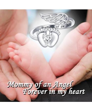 APOTIE Sterling Silver Miscarriage Ring - Infant Loss Jewelry for Women | Memorial Pregnancy Rings with Cubic Zirconia - Buy Online on SooperMarket.com