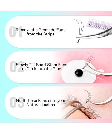 6D 0.10 mm 13mm Russian Volume Pre-fanned Eyelash Extensions - Short Stem Heat Bonded Premade Fans | C/D Curl | Lash Supplies - Buy Online on SooperMarket.com