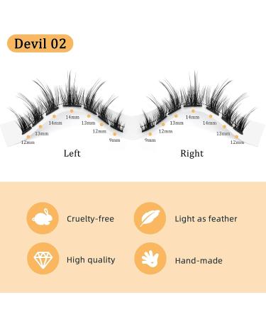 D Curl Cluster Lashes Kit - 14 Pairs / 196 PCS DIY Eyelash Extension Segments (Devil 02-D) - Buy Online on SooperMarket.com