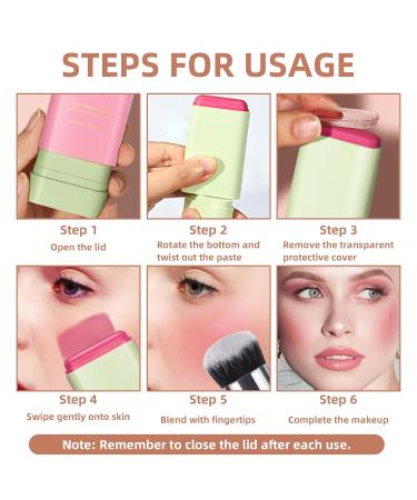Newbang Glow Blush Stick 2 Pack - Multi-Purpose Cream Rouge for Cheeks Waterproof Natural Matte Blush Travel-Friendly Tinted Moisturizer in Shy Pink - Buy Online on SooperMarket.com