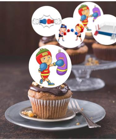 24 x Pre-Cut Boxing 2 Edible Stand up Wafer Paper Cupcake Toppers Cake Decorations Birthday Party Sport Martial Art - Buy Online on SooperMarket.com