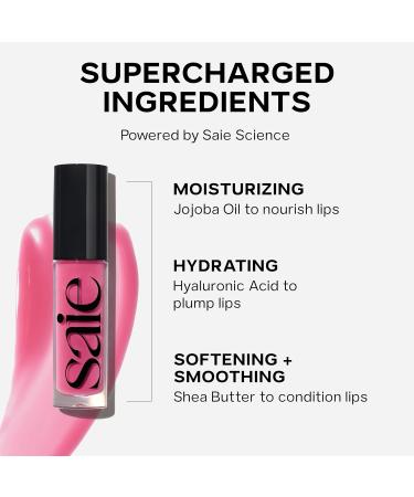 Buy Saie Glossybounce High-Shine Hydrating Lip Gloss Oil - Sheer Tinted Lip Oil with Hyaluronic Acid & Jojoba Oil for Moisture - International Shipping - Buy Online on SooperMarket.com