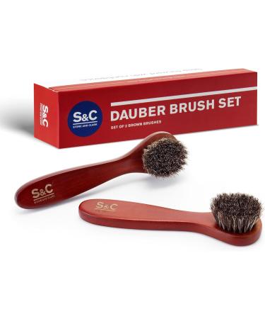 Stone and Clark Horse Hair Shoe Brush - Polish Your Leather to Perfection - Shoe Polish Brush with 100% Horse Hair Bristles & Concaved Beech Wood Handle (Red Dauber Brush (Set of 2)) Original - Buy Online on SooperMarket.com