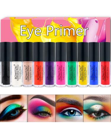 Bowitzki Professional Makeup Eye Primer Set Eyeshadow Base 10 Colors Eye Paint Cruelty-Free And Paraben-Free Eye Primer Multifunction Makeup Eye Shadow Colorful