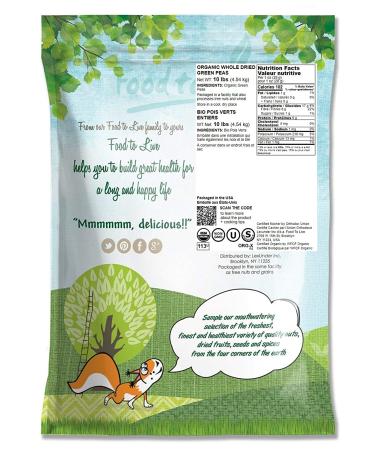 Organic Green Peas 10 Pounds - Sproutable Non-GMO Kosher Raw Dried - Buy Online on SooperMarket.com