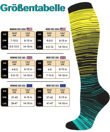 Blongw Compression Stockings for Men - 6 Pairs Knee Support Socks for Sports Travel Flight & Running (A5-Assorted 09 L-XL) - Buy Online on SooperMarket.com