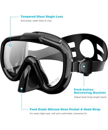 Zipoute Snorkel Set for Adults - Anti-Leak Panoramic Lens, Adjustable Gear for Scuba Diving and Swimming (Black) - Buy Online on SooperMarket.com