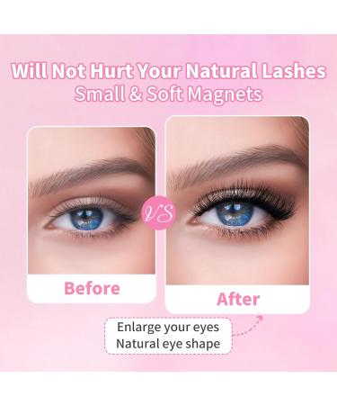 Beauty7 Magnetic-Eyelashes Natural Look 1 Pair Reusable Magnetic Lashes Kit with Applicator No Glue Needed False Eyelashes Srtrips - Buy Online on SooperMarket.com