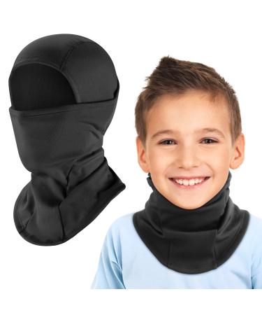 Hegcoiie children storm hood winter windproof thermo balaclava facial mask ski mask storm mask for young girls outdoor sports cycling skiing bicycle unit size black