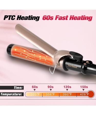 Ten-Tatent 38mm Ceramic Tourmaline Curling Tongs - Dual Voltage Curling Iron for Long & Short Hair - Adjustable Heat Settings - Black - Buy Online on SooperMarket.com