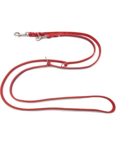 Premium Adjustable Fat Leather Dog Leash for Small & Large Dogs - 2m Red - Double Leash Durable & Comfortable - Buy Online on SooperMarket.com