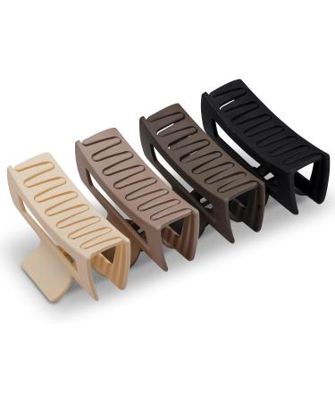 Set of Hair Claw Clips in Brown, Beige, Cream, and Black for Women, Girls, Unisex - Medium Size Rectangle Box Hair Clip - Buy Online on SooperMarket.com