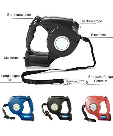 5m Dog Leash with LED Flashlight | 360 Tangle-Free Roller Leash for Dogs up to 25kg | Includes Bag Dispenser | International Shipping Available - Buy Online on SooperMarket.com