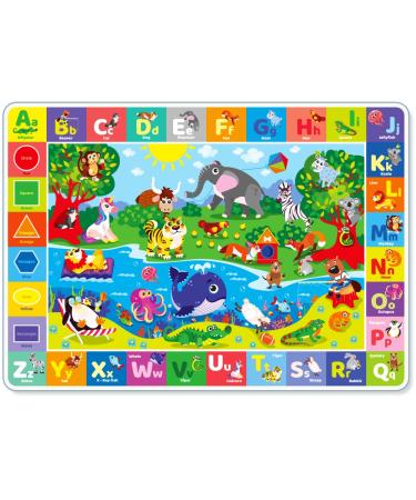 Baby Play Mat for Floor by Quokka - Super Soft Plush Surface ABC Playmat for Toddlers & Infants - Extra Thick (0.8cm) Large Padded Non-Slip Rug for Crawling & Playing - Foldable Mat Medium