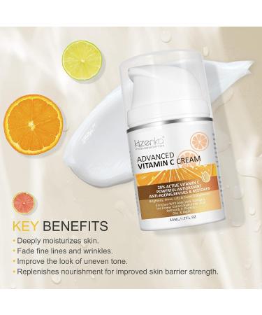 Vitamin C Cream 20% Vitamin C Age Aging Cream for Face and Skin Moisrturiser Day Cream Fits for Women for Smoothing Fine Lines & Wrinkles - 50ml - Buy Online on SooperMarket.com