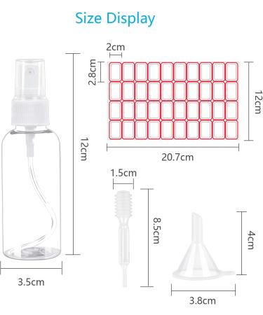 Airsmall 12-Pack 60ml Empty Spray Bottles with Funnels & Labels - Perfect for Beauty Makeup Travel & Sports - Buy Online on SooperMarket.com