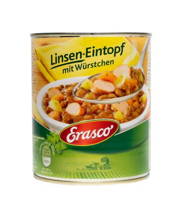 Erasco lens stew with sausages (800g) finished in around 5 minutes - with lots of vegetables - without frills - just delicious 800 g (1 Pack)