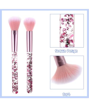 WLLHYF 7 Pack Makeup Brush Set Stylish Glitter Cosmetics Brushes Kit Professional Blending Brush with Crystal Sequins Handle for Eye Shadow Eyeliner Foundation Powder Concealer Blush Lip Women (Pink) - Buy Online on SooperMarket.com