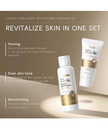 LAIKOU Korea Snail Mucin Skincare Set Gift Set for Teenage Girls Women Snail Mucin Cleanser Toner Face Serum Eye Cream Moisturiser Enhance Elasticity Smooth Fine Lines & Refine Pores Travel Kit - Buy Online on SooperMarket.com