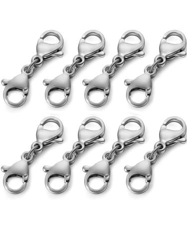Double Lobster Clasp Extender Necklace Clasp Connector Bracelet Extension,Gold and Silver Lobster Claw Clasp Double Opening Jewelry Clasps for DIY Jewelry Making Women Girls 8pcs Silver 0.9 Inch