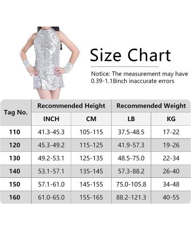 Happy Cherry Girls Sequin Sparkle Hip Hop Dance Outfit - Silver, 6-7 Years - Buy Online on SooperMarket.com