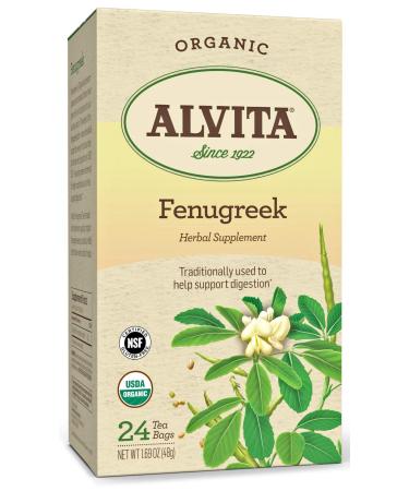 Alvita Organic Fenugreek Herbal Tea - Made with Premium Quality Organic Fenugreek Seeds, And Mild Bitter Flavor, 24 Tea Bags 24 Count (Pack of 1)
