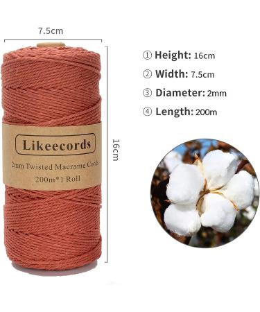 2mm x 219yd Macrame Cord - Natural White Cotton Twine String for DIY Knitting & Plant Hangers - Rustic Craft String for Christmas Wedding Decor - Buy Online on SooperMarket.com