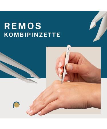 REMOS 3-Piece Tweezers Set - Eyebrow Splinter & Combination Tweezers in Dark Blue - Perfect for Precision Grooming - Buy Online on SooperMarket.com