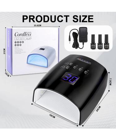 Rechargeable Cordless UV LED Nail Lamp 66W - Gel & Regular Polish Dryer | 5 Timer Settings, Automatic Sensor, LCD Display - Black - Buy Online on SooperMarket.com