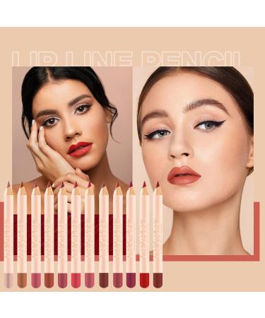 12-Piece Matte Lip Liner Pens Set - Long-Lasting & Creamy | Natural Lip Makeup Pencils - Buy Online on SooperMarket.com