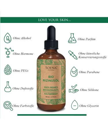 100% Pure Cold Pressed Bio Castor Oil | Hair Eyelashes & Skin Care | Mascara + Eyeliner Kit | Made in Germany | 50ml - Buy Online on SooperMarket.com