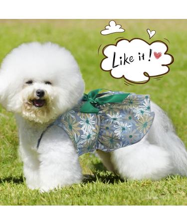Puppy Dog Floral Dress Set - 4 Pieces Cute Rosette Sundress & Bowknot Apparel for Small Pets (Flower Patterns L) - Buy Online on SooperMarket.com