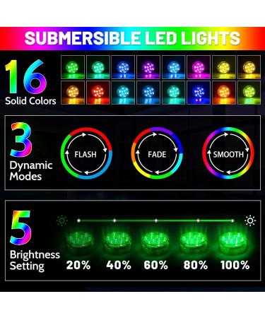 Buy Aled Light Underwater LED RGB Lights - 4 Waterproof Multi-Color Pond Lights with Remote Control & Suction Cups for Fish Tank & Vase Decoration - Buy Online on SooperMarket.com