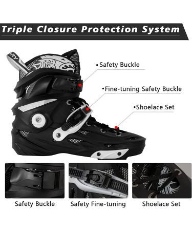 Adult 4 Wheel Speed Inline Roller Skates - High Performance Fitness Racing Skates - Black - Men 9-9.5/Women 9.5-10/26-26.5cm - Buy Online on SooperMarket.com