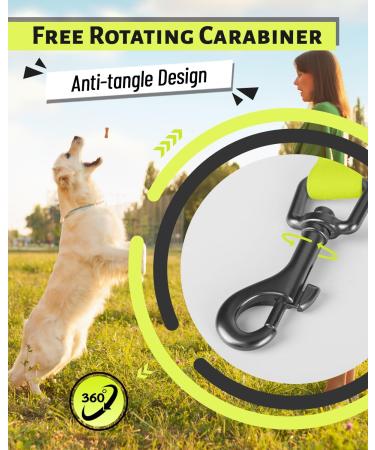 Looxmeer Neon Yellow Dog Leash - 3m to 30m Premium Tear-Resistant Training Tow Lines with Hand Loop & D Carabiner for International Shipping - Buy Online on SooperMarket.com