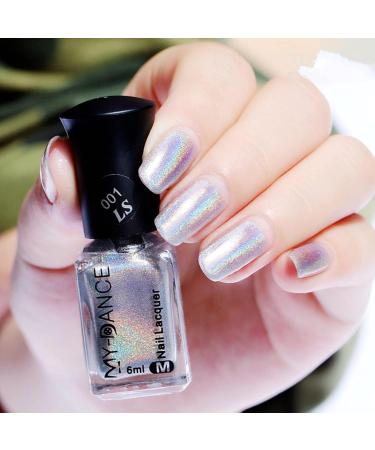 Glitter Laser Nail Polish - Pretty Shiny Mirror Glitter Nail Art Holographic Durable Nail Polish (001 Silver) - Buy Online on SooperMarket.com