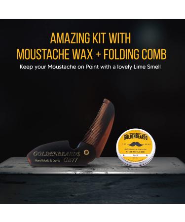 Moustache Wax & Folding Comb Kit - Best Price for Superior Moustache Care - Buy Online on SooperMarket.com