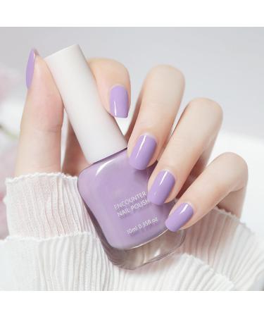 Purple Nail Polish Lilac Nail Polish Nail Varnish Lavender Violets Pale Purple French Manicure Quick Dry Natural Long Lasting No Need Baking Nail Art Polish for Women DIY Salon Home