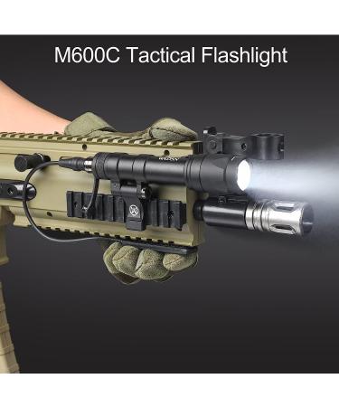 M600C Scout Light 800 Lumens Tactical Flashlight with Rotating Mount Base | Picatinny & Mlok/Keymod Rail Compatible, Includes Remote Pressure Switch (M600C) - Buy Online on SooperMarket.com