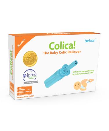 BEBON Baby Gas and Colic Reliever All-Natural Upgraded Solution for Baby Colic and Gas Relief (20 Count) White