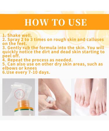 Tongyend Foot Peel Spray Foot Mask Orange Oil Instant Hydrating Nourish Foot Peeling Spray Exfoliator For Cracked Rough Heels & Calluses on Feet Elbows Toes Fingers (Orange) - Buy Online on SooperMarket.com