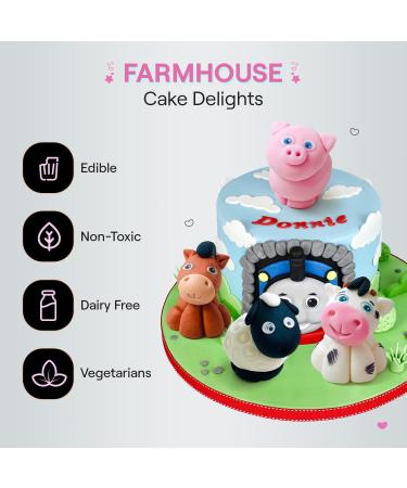 SugarArt Edible Farm Animal Cake Toppers - Handmade Sugar Decorations for Kid's Birthdays (Set of 4: Sheep, Cow, Pig & Horse) - Buy Online on SooperMarket.com