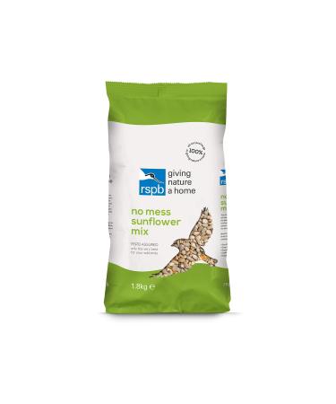 RSPB No Mess Sunflower Wild Bird Food Mix 1.8 kg No Waste & no mess to clean up Great for Bird Feeders Bird Tables & Ground feeding. Supporting the RSPB Charity Beige Single