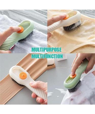 2 in 1 Multifunction Cleaning Brush Liquid Filled Laundry Brush Cleaning Brush with Soap Dispenser for Washing Clothes Shoes Suitable for Home Cleaning (White+Green) - Buy Online on SooperMarket.com