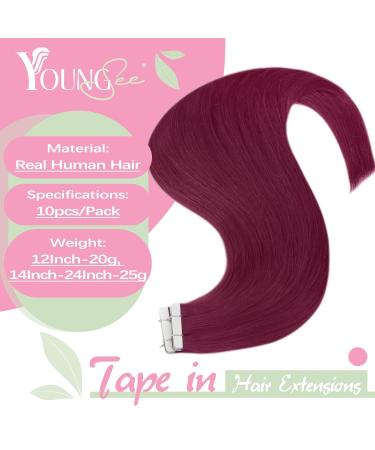 Shop Youngsee Burgundy Tape In Extensions - Real Hair 50cm 10 Pcs Invisible Skin Weft #530 - International Shipping Available - Buy Online on SooperMarket.com